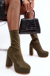 High Heel Boots with Zip Green Peculia