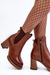 Leather Boots On Heel Brown Lemar Liresa
