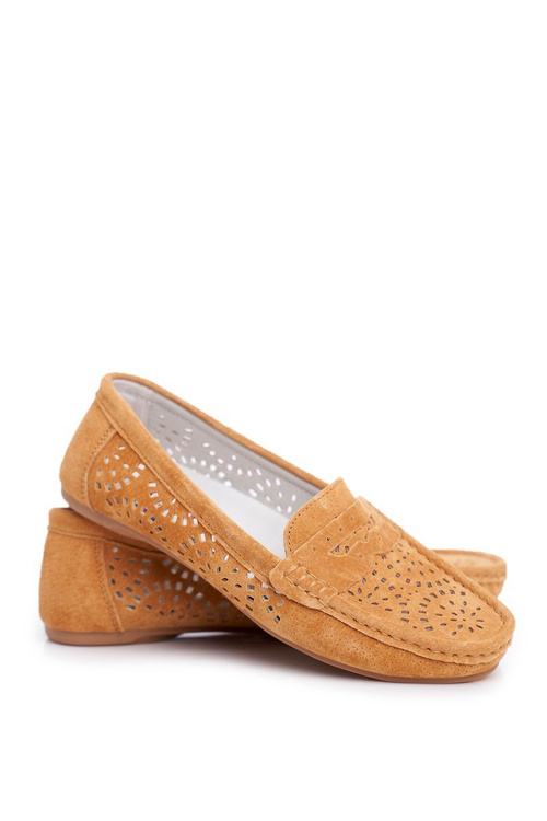 Suede Openwork Mokassins Women's S.Barski Camel