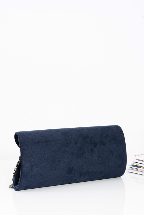 Women's Suede Clutch Bag Navy Blue Chain Handbag