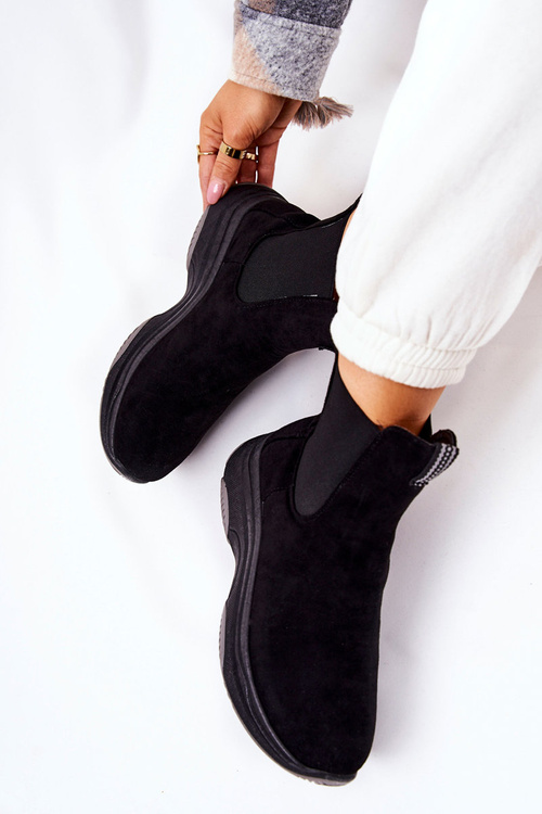 Platform Boots Suede Black Nicci