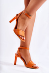 Women's Sandals On High Heel Orange Camellia