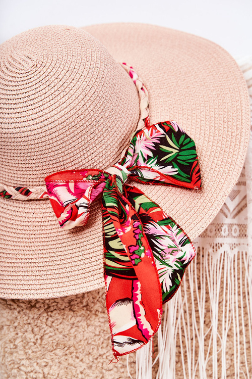 Women's Hat With A Colorful Stripe Pink Marsela