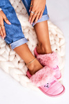 Women's Home Slippers With Fur Pink Teddy