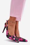 Embellished High Heels Sandals With Roses Black Vevessa