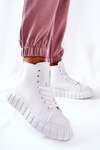Leather High Platform Sneakers White Meniphise