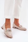 Moccasins With Decoration On Delicate Heel Eco Suede Light Beige Pillitha