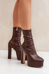 High Heel And Platform Boots Dark Brown Tennira