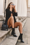 Leather Boots with Massive Heel and Ornament SBarski MR870-99 Black