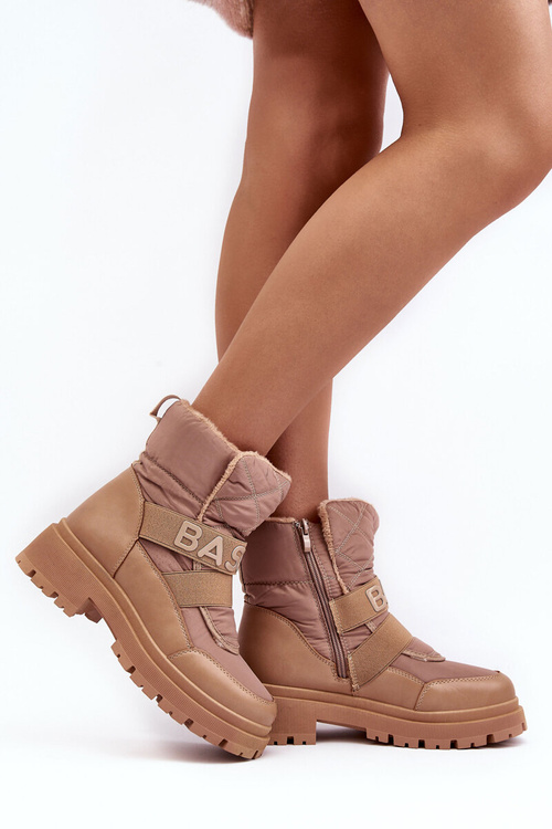 Women's Zip-Up Snow Boots Insulated Beige Zeva