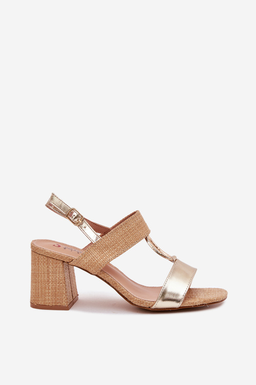 Heeled Sandals Gold Afleeria