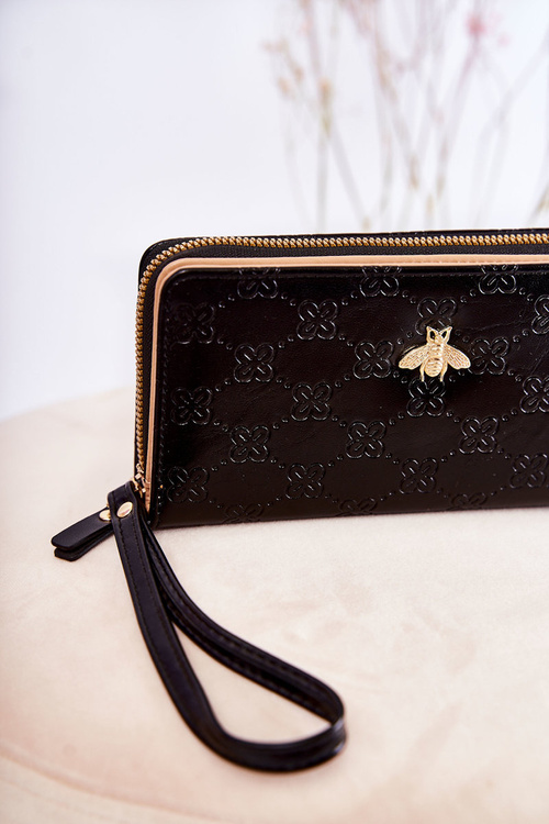 Women's Large Wallet With Ornament Black Fabio