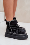 Women's Snow Boots With Embroidery On Platform Black Naleris