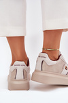Womens Leather Sneakers On Platform Daniel Lopez Just Dare SS2D4003 Beige