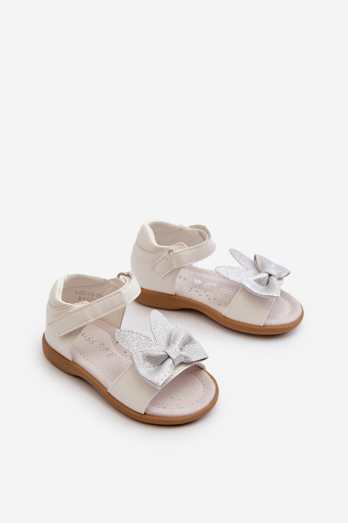 Children's Sandals With Bow Velcro Fastening White Wistala