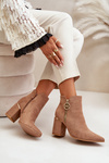 Women's Heeled Boots With Pointed Toes Eco Suede Warm Brown Raisha