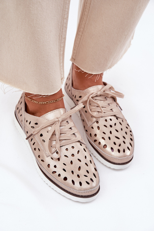 Półbuty Damskie Skóra Naturalna Złote S.Barski LR51-611