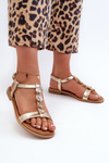 Flat Women's Sandals With Gold Decorations Muridia