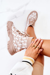 Buty Sportowe Wiązane Skarpetka Beżowo-Białe Kandice