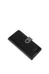 Women's Leather Zip Wallet Black and Grey Florience