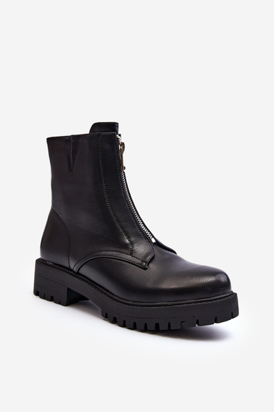 Women's Black Zip-Up Boots Tisaia