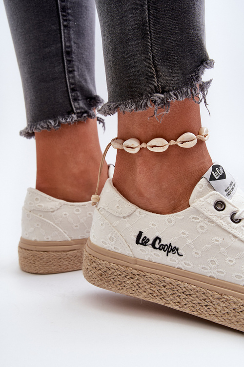 Trampki Koronkowe Z Plecionką Białe Lee Cooper LCW-24-44-2425