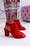 Women's Stiletto Sandals with Peep Toe Red Esta