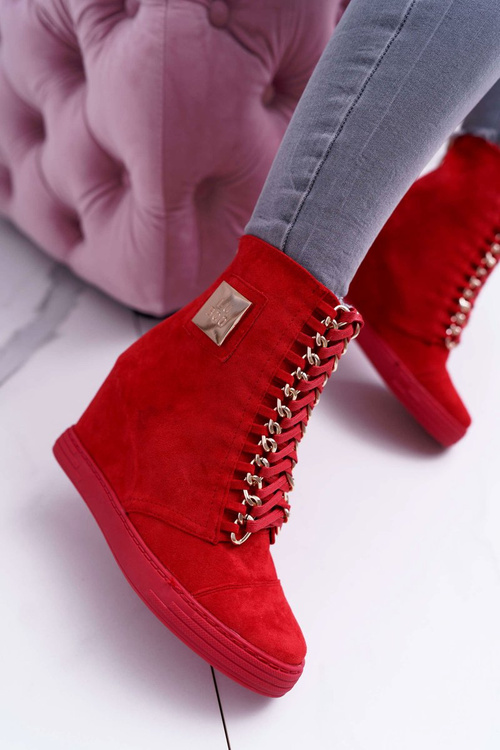 Women's Lu Boo Sneakers With Chains Suede Red Monica