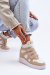 Women's High Sports Shoes On Hidden Wedge Beige Inari