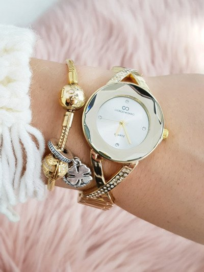 Women's Giorgio & Dario Watch With Sequins Cube Gold