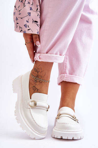 Women's Loafers On A Massive Platform White Calypso