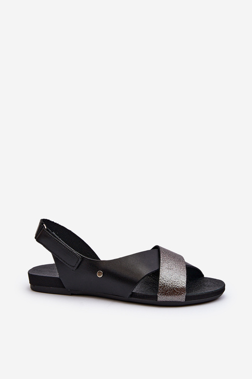 Zazoo 40141 Leather Sandals with Velcro Black