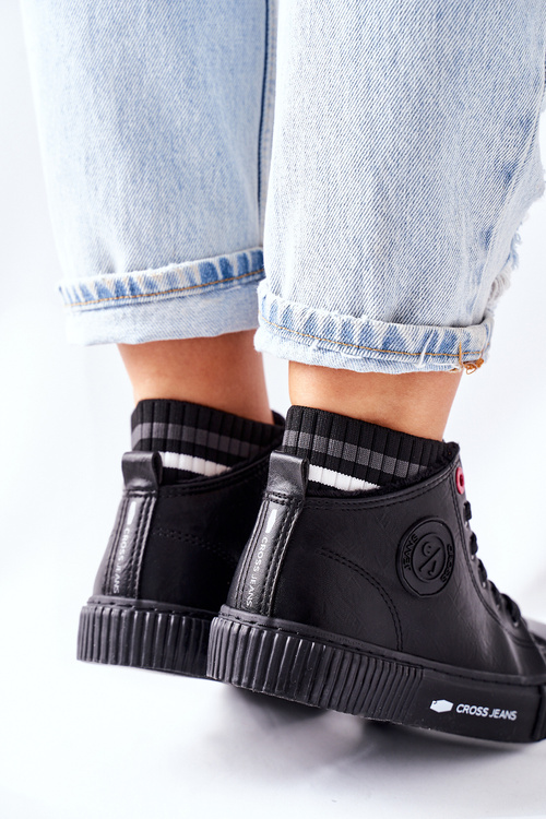 Trampki Damskie Cross Jeans Wysokie Czarne II2R4021