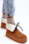 Women's Platform Snow Boots with Fur Camel Olimuka