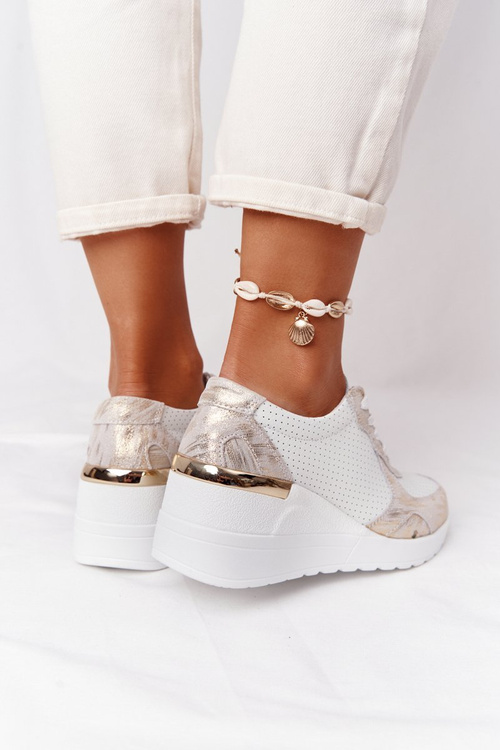 Leather Wedge Sneakers S.Barski White-Gold