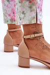 Leather Heeled Sandals Smooth Beige Inspire Me!