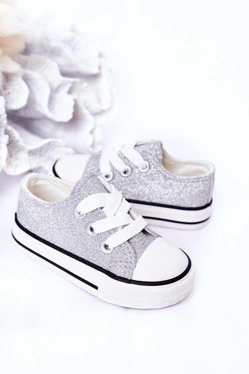 Children's Glitter Sneakers Silver Bling-Bling