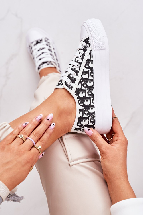 Women's Logged Sneakers Black-White Daphne