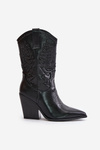 Insulated Cowboy Boots On Heel With Decoration Black Arlitta