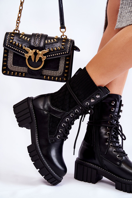 Women's High Boots With Zipper Black Enroe