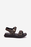 Fabric Women's Platform Sandals Black-Brown Leriot