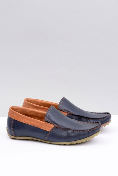 Neex | Navy blue Leather Men's slip-on Pardon moccasins