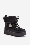 Women's Snow Boots With Clips And Sheepskin Black Almatiza