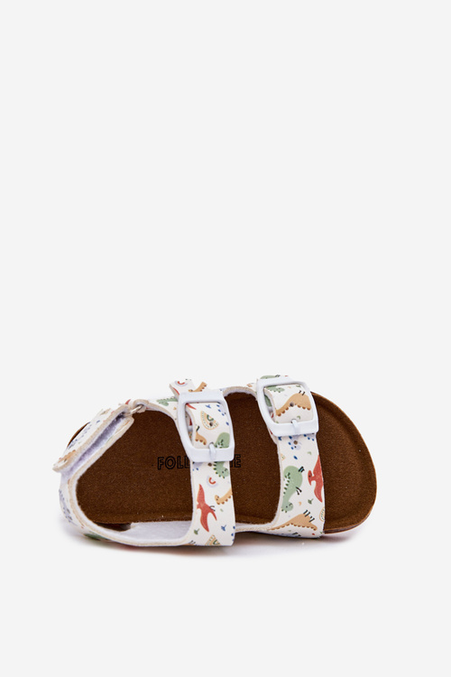 Dziecięce Sandałki Korkowa Podeszwa Klamry Dinozaury Multikolor Thessa