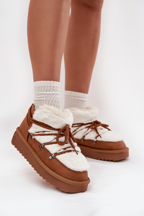 Low Snow Boots On Platform With Fur D.Franklin DFSH370011 Camel