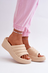 Light Foam Women's Wedge Sandals with Platform in Beige Tendrea