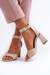 Elegant Women's Sandals with Block Heel Beige Rosazara