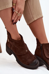 Ankle boots from natural suede lined Zazoo 1156 chocolate