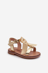 Children's Sandals With Bow and Velcro Golden Joratia