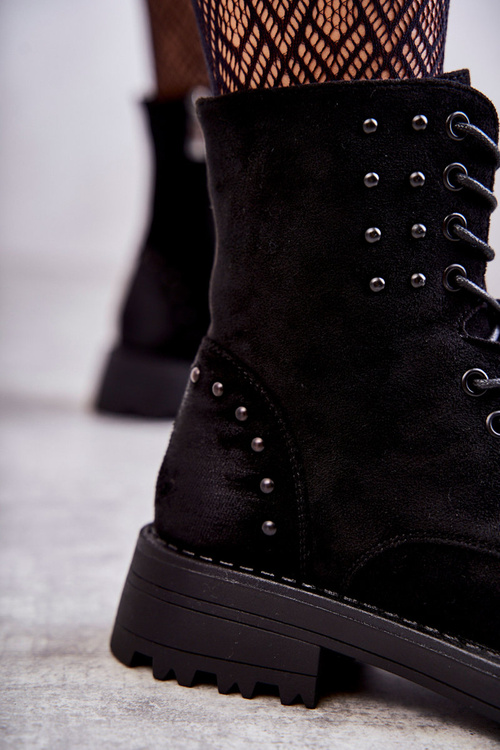Suede Boots With Studs Black Palmira